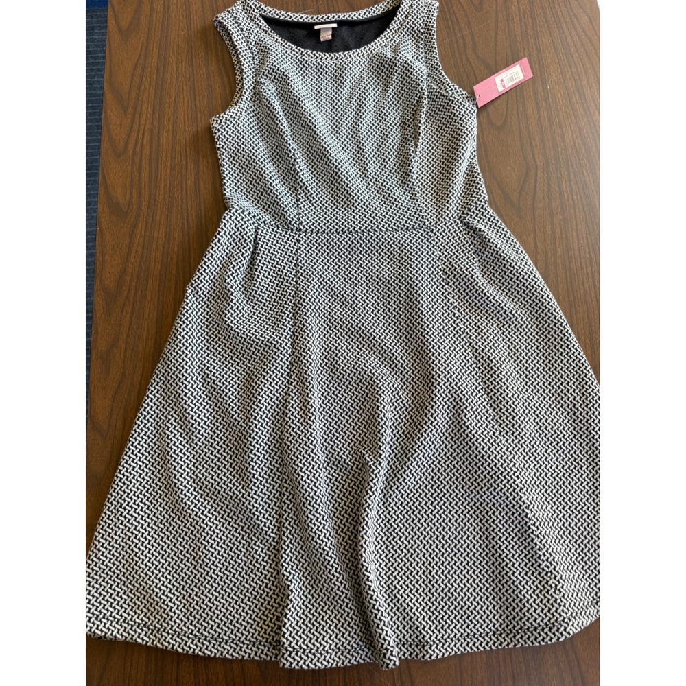 Merona Womens Black White Geometric A-Line Dress‎ Sleeveless XS New